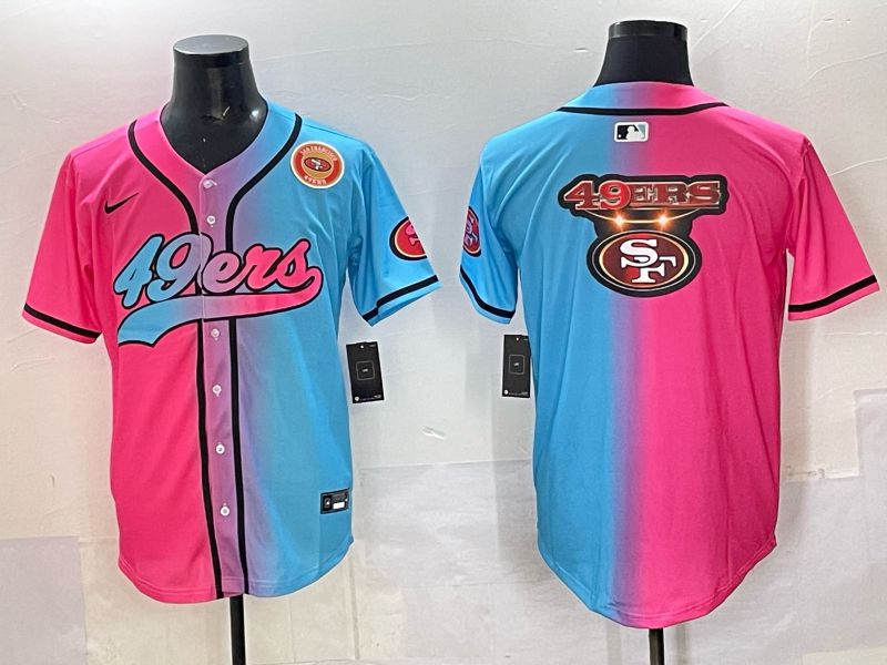 Men 2025 San Francisco 49ers Blank Blue pink Nike Limited NFL Jersey style 027->san francisco 49ers->NFL Jersey